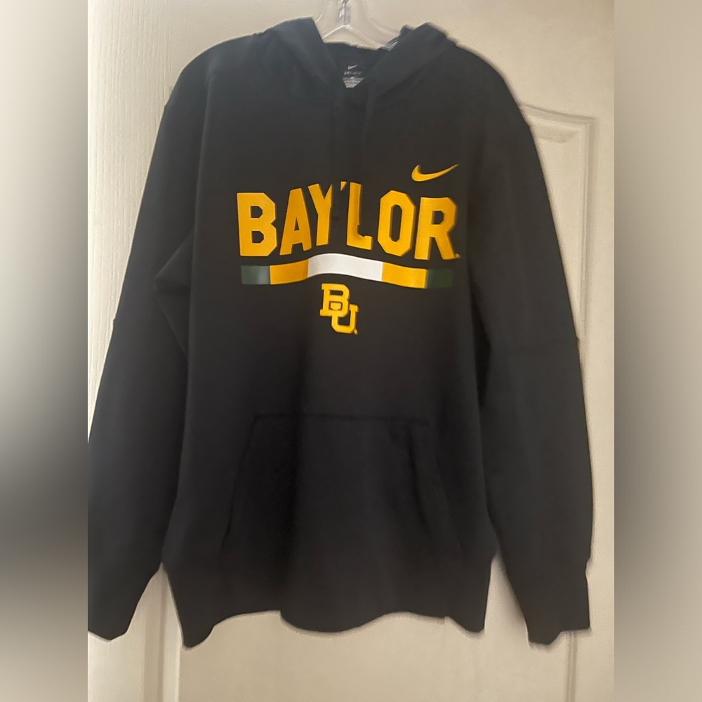 Nike Baylor Bears University Hoodie Green Gold Logo NCAA Athletic Pullover EUC L